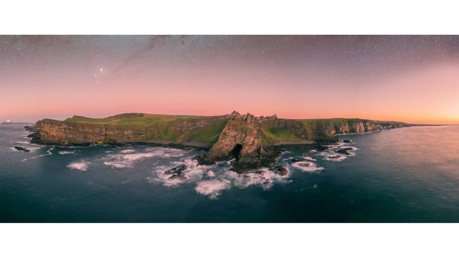Dunluce Castle , Offshore / Moon/Stars Panoramic