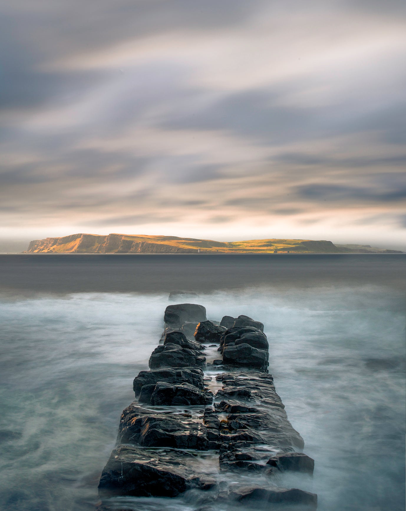 North Star Dyke looking over to Rathlin Island 55°12'38.9"N 6°11'50.1"W
